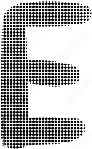 Halftone alphabet letter E
