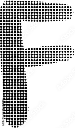 Halftone alphabet letter F