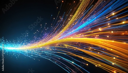 Fiber Optic Symphony: Vibrant Lines Illustrating High-Speed Network Data Transfer"