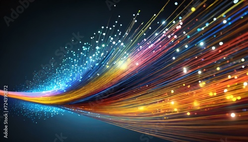 Fiber Optic Symphony  Vibrant Lines Illustrating High-Speed Network Data Transfer 