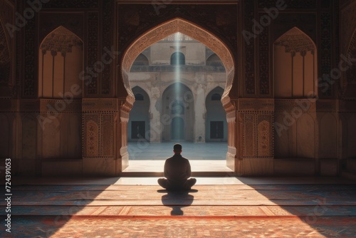 serene and spiritual atmosphere prayer in mosque