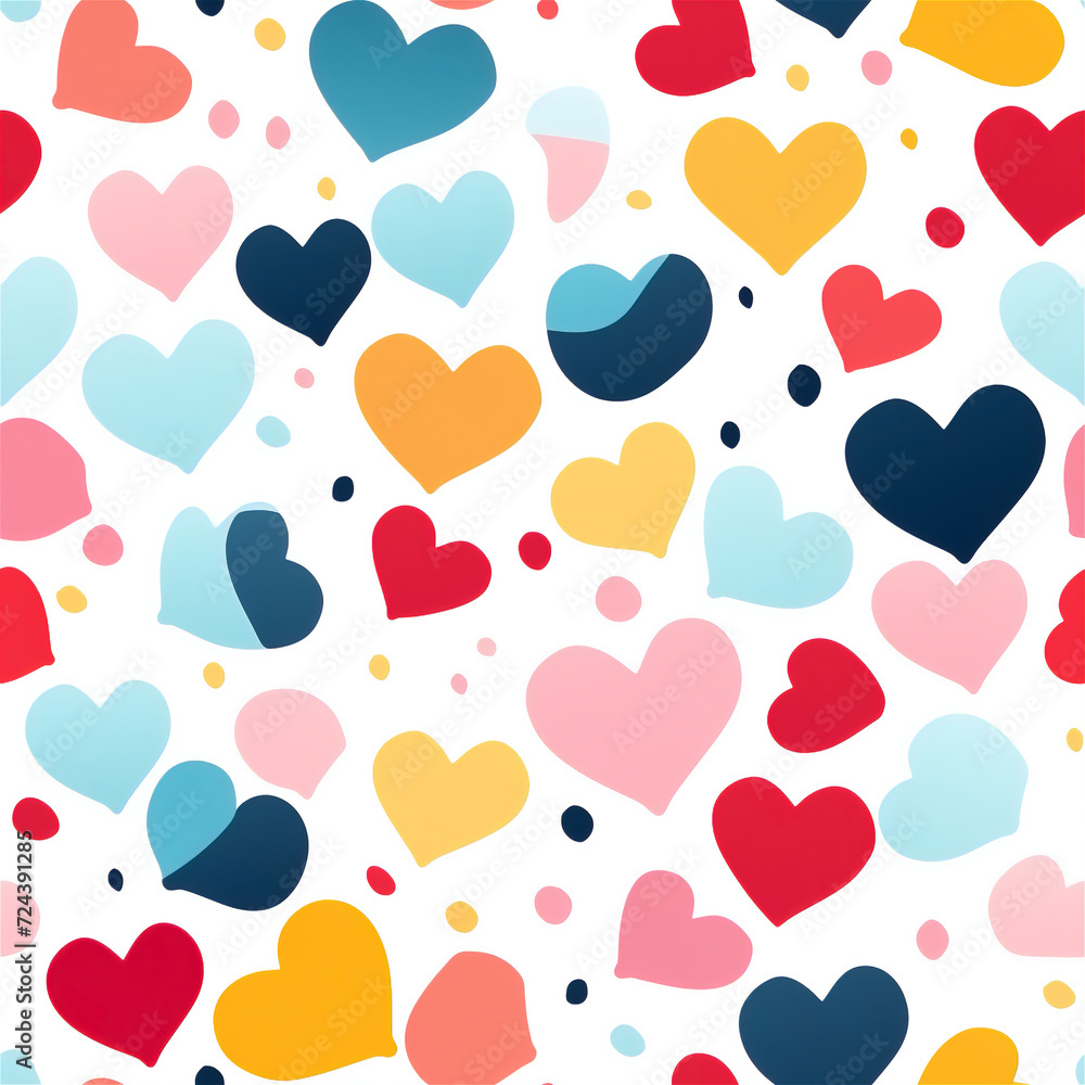 Seamless pattern : Joyful hearts pattern on a light background
