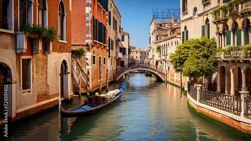 Canal in Venice, Italy. Panoramic view of the city. © Iman