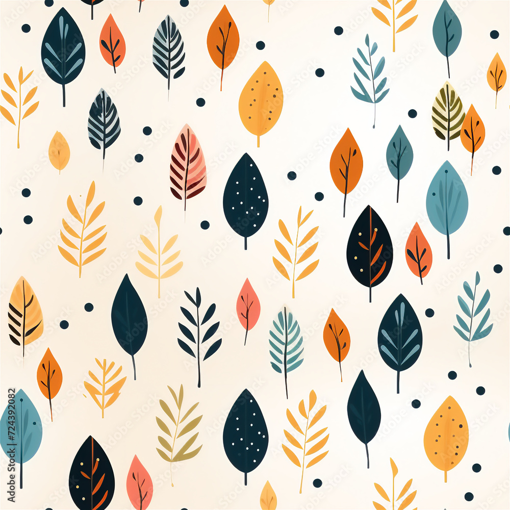 Seamless pattern : Playful Leaf Pattern with Warm Fall Colors
Seamless pattern : Playful Leaf Pattern with Warm Fall Colors
