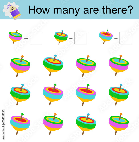 Math activity for kids. Developing numeracy skills. Toy whirligig.