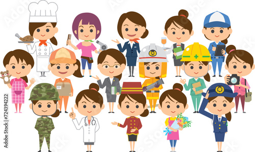 働く女性達のイメージイラスト