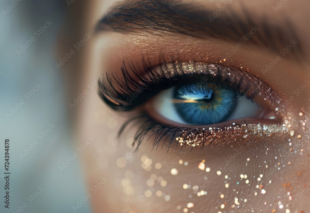Close-Up of Womans Eye With Glitter