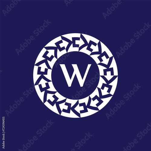 logo initials letter W. modern and elegant circle emblem.