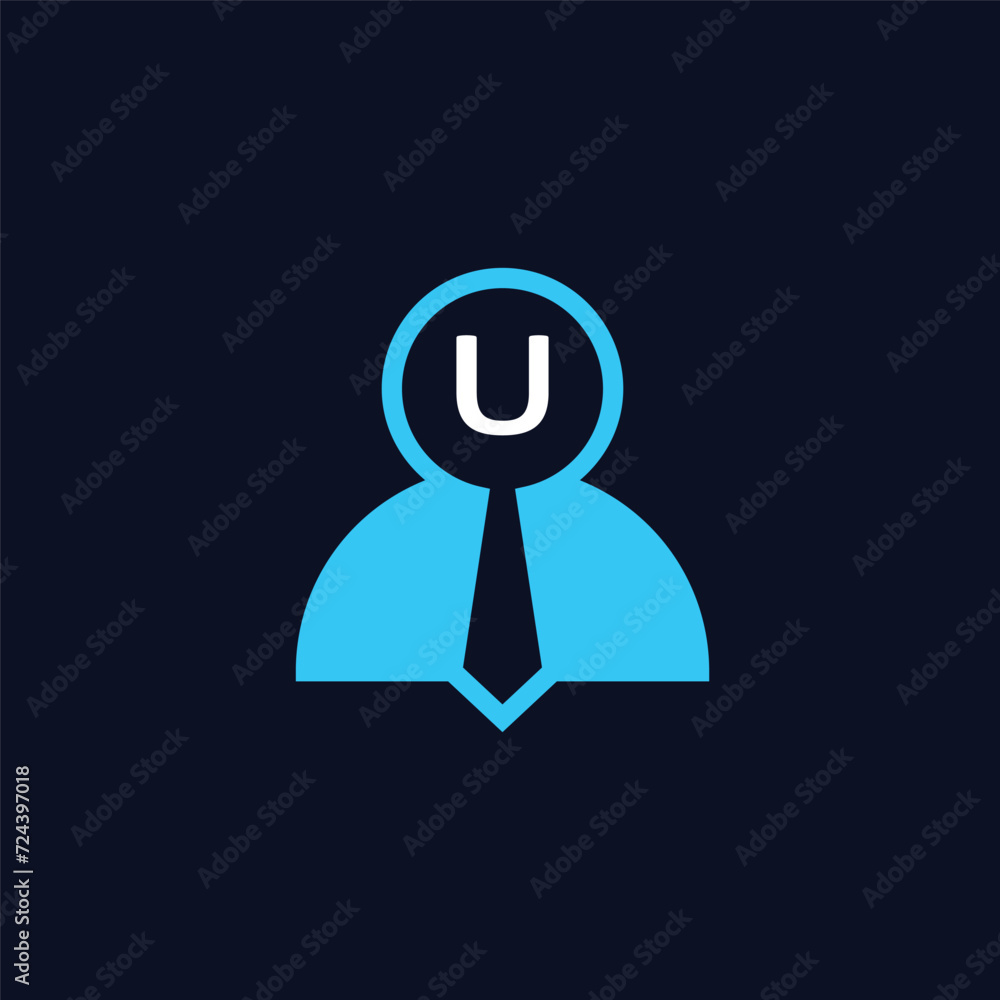 human resource employee seeker job initial letter U logo human resource employee seeker job initial letter U logo