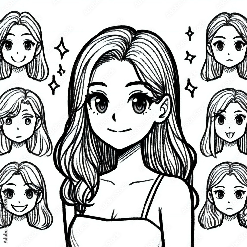 female cartoon character full face female cartoon character full face