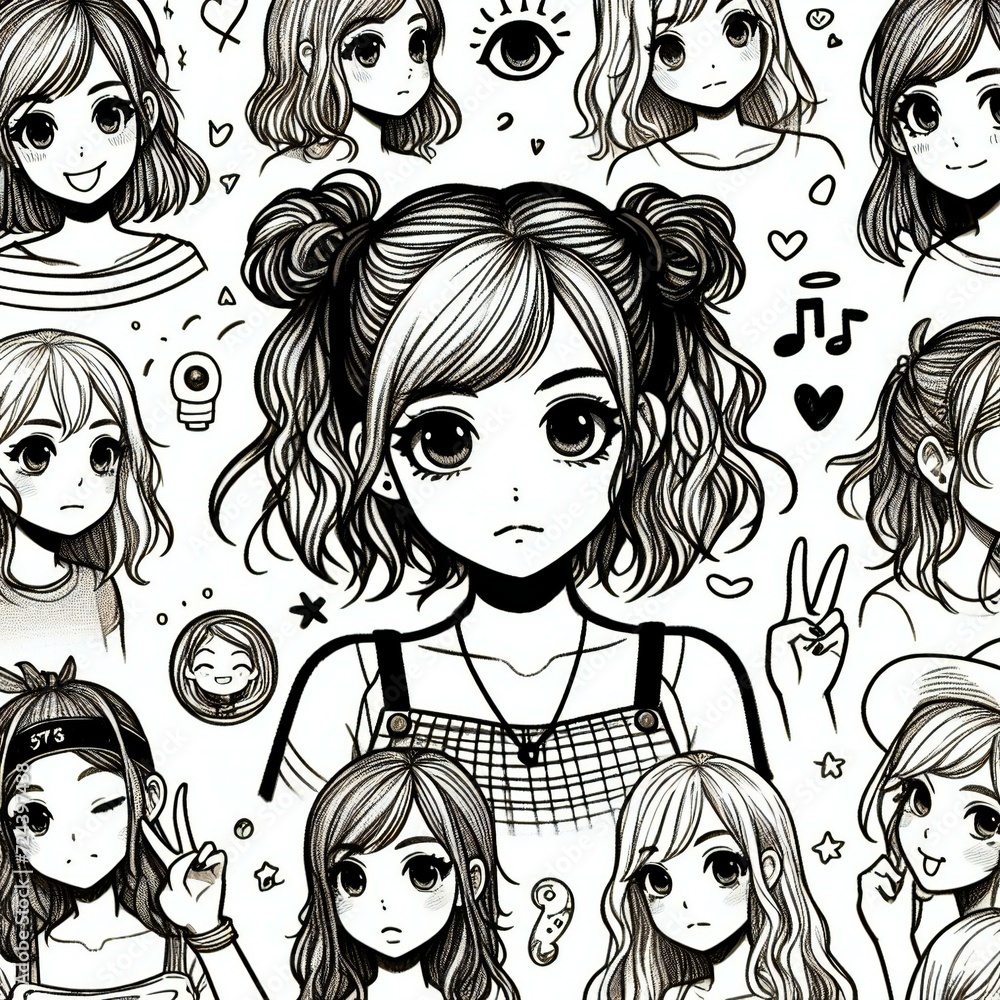 female cartoon character full face female cartoon character full face