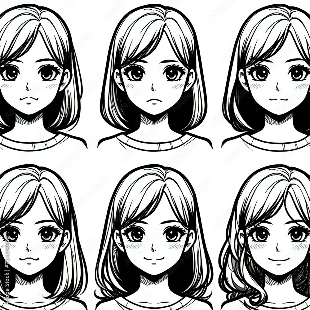 female cartoon character full face female cartoon character full face