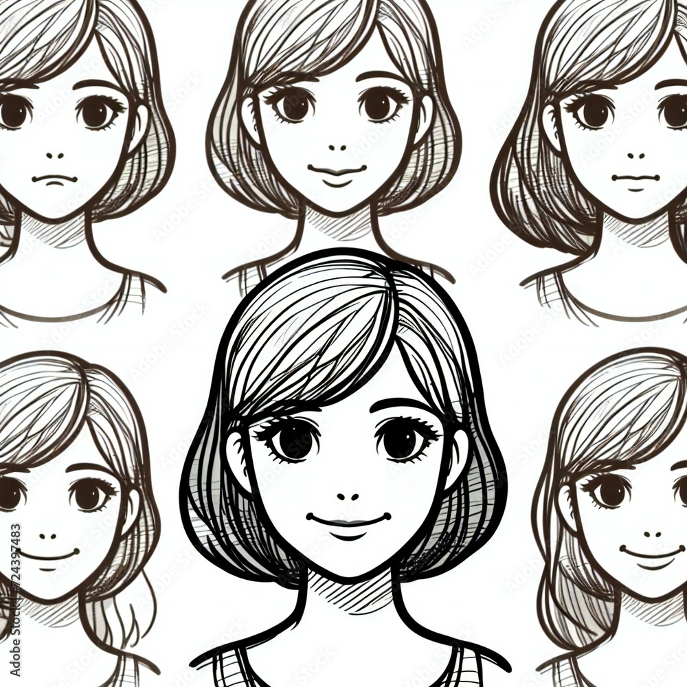 female cartoon character full face female cartoon character full face