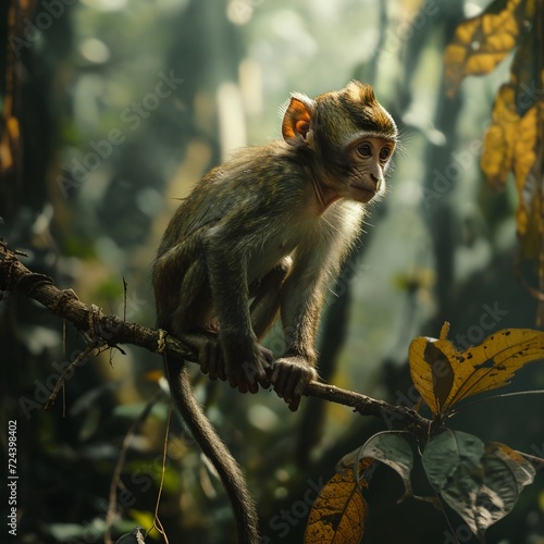 monkey on a vine, macaque © Sergei