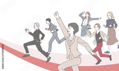 Business person jumping, eye catch.