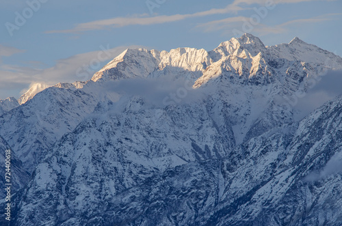 Glacier after snow fall near Munsyari, Uttarakhand, India, Asia. Background. Backdrop. Wallpaper. 