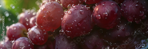 some red grapes are covered with the water, generative AI