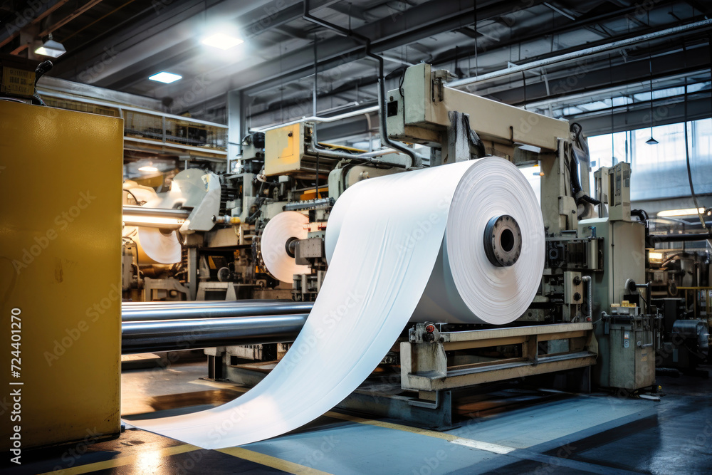 Automated equipment for paper production. Paper production plant. Machines that roll paper into rolls. Automated equipment for paper production. Paper production plant. Machines that roll paper into rolls.