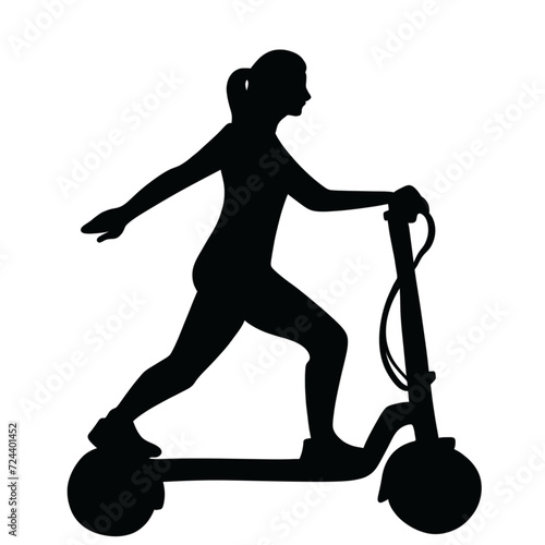 silhouette of a girl riding a scooter