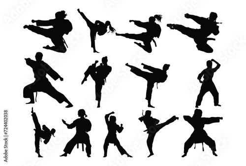 Set of Karate silhouette icon logo template vector illustration design