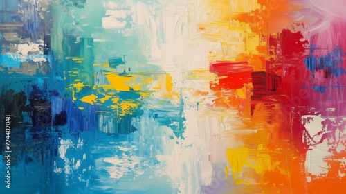 A vibrant canvas of expressive brush strokes blends a spectrum of warm colors into a lively abstract, impressionism