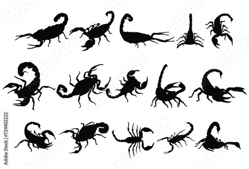 Set of Scorpion silhouette icon logo template vector illustration design