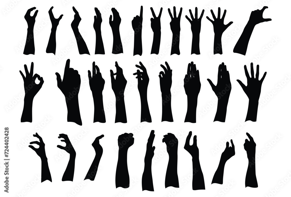 Set of hand silhouette icon logo template vector illustration design Set of hand silhouette icon logo template vector illustration design