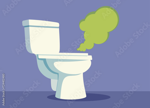 Smelly Toilet Bowl Vector Conceptual Illustration Cartoon. Broken public wc out of order because of contamination
