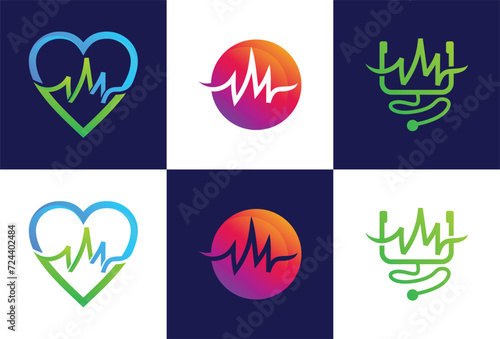 pulse icon logo template vector illustration design