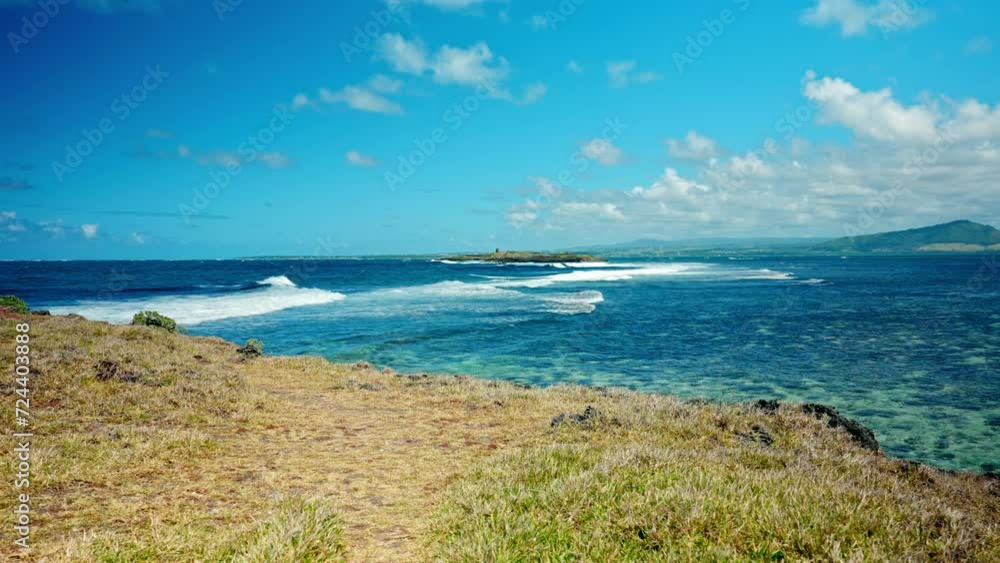 Mauritius Island, Ille aux Fouquets. Tropical seaside view. Clear turquoise ocean with waves. Mauritius Island, Ille aux Fouquets. Tropical seaside view. Clear turquoise ocean with waves.