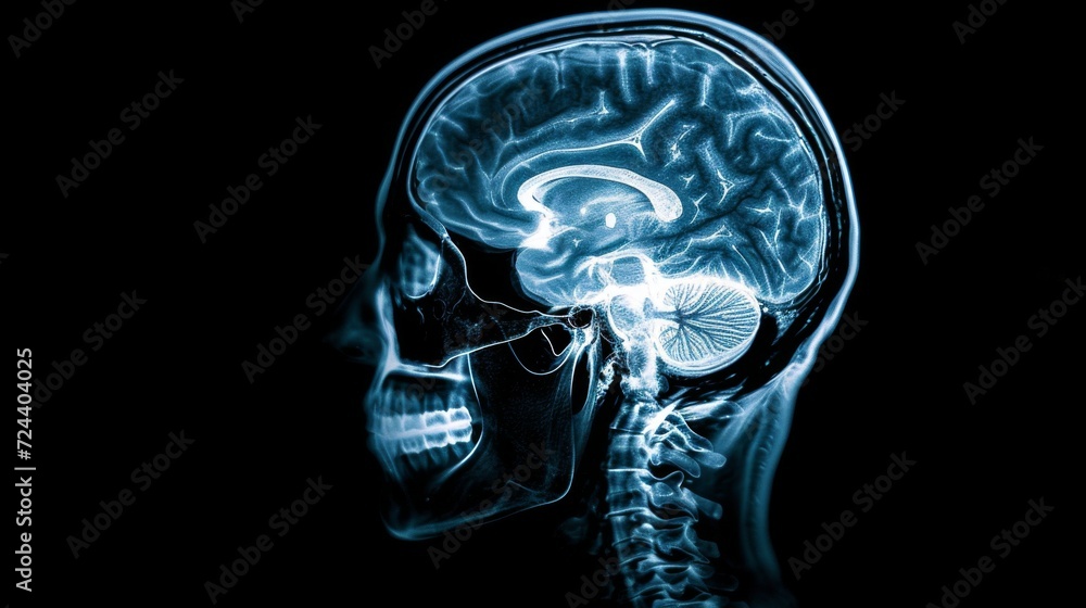X-ray of the human head and brain. Neurological picture
X-ray of the human head and brain. Neurological picture