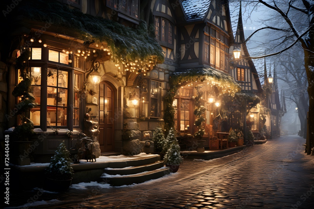 Winter street in the old town of Strasbourg, Alsace, France