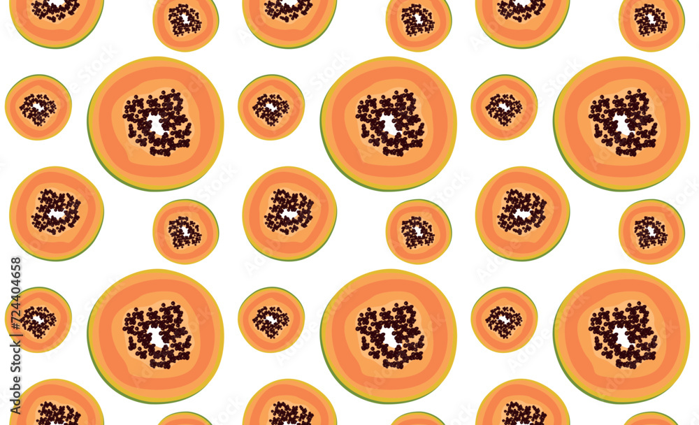 Round papaya slices with seeds Round papaya slices with seeds