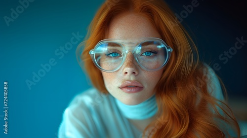 Woman model wearing creative design glasses