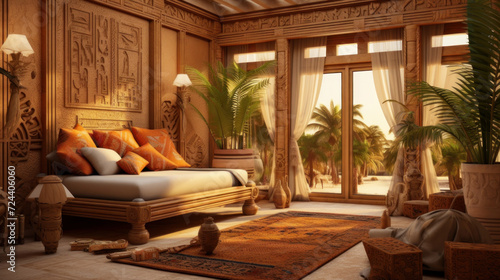 Interior of a cozy room in Egyptian style