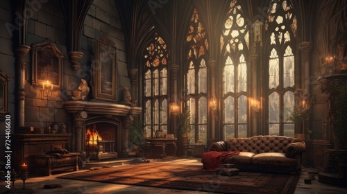Interior of a cozy room in Gothic style photo