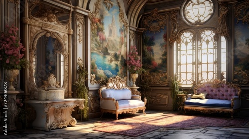 Interior of a cozy room in Baroque style