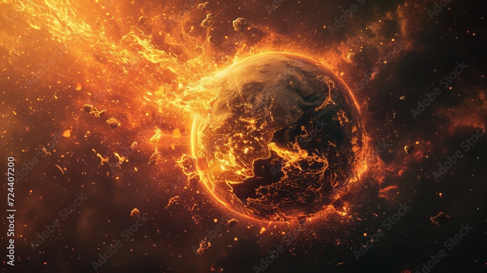 Obraz premium A Earth cracking and glowing with inner fire