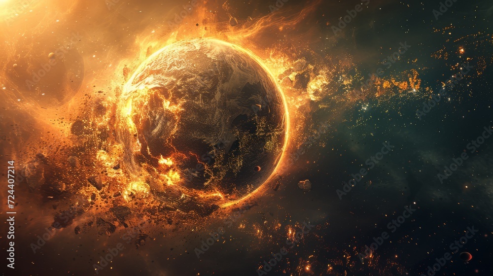 A Earth cracking and glowing with inner fire A Earth cracking and glowing with inner fire
