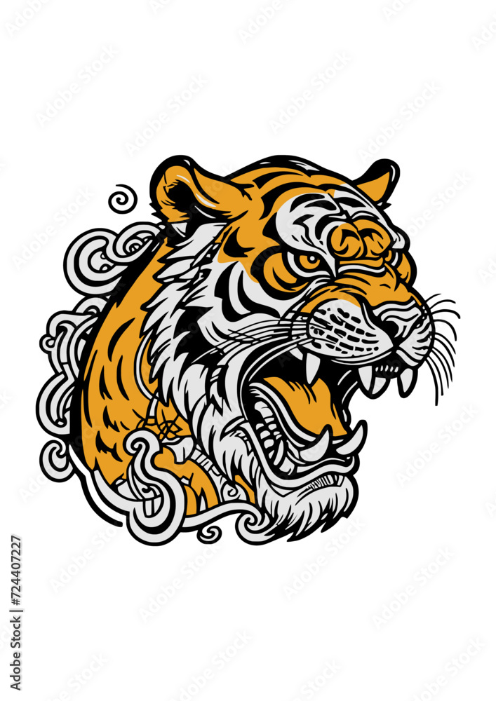 Obraz premium tiger head vector on white