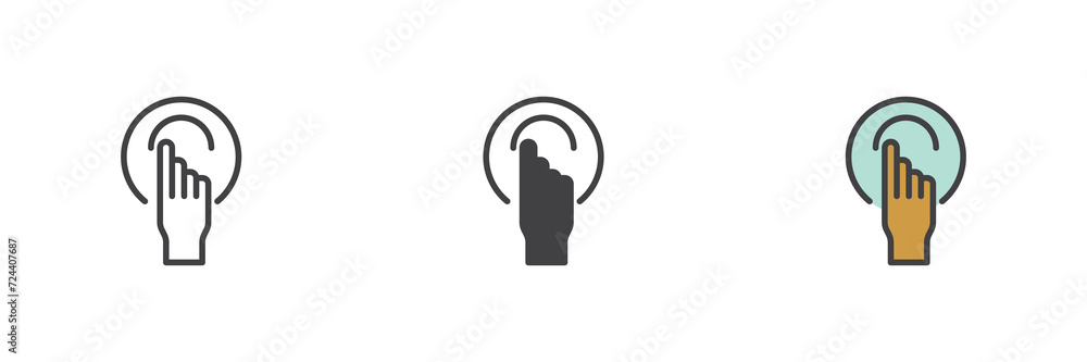 Finger touch gesture different style icon set Finger touch gesture different style icon set