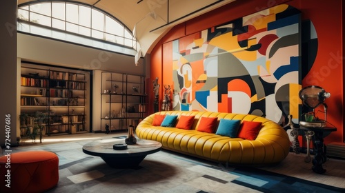 Interior of a cozy room in Bauhaus style photo