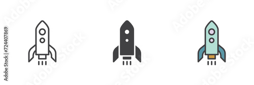 Rocket launch different style icon set