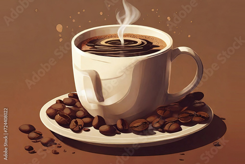 Celebrate International Coffee Day with this charming coffee-themed illustration. A perfect blend of artistry and caffeine joy to elevate your coffee-loving spirit.