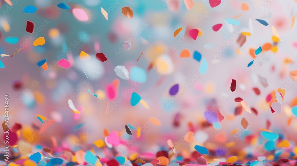Soft Pastel Confetti Floating Gently in a Dreamy Celebration Background