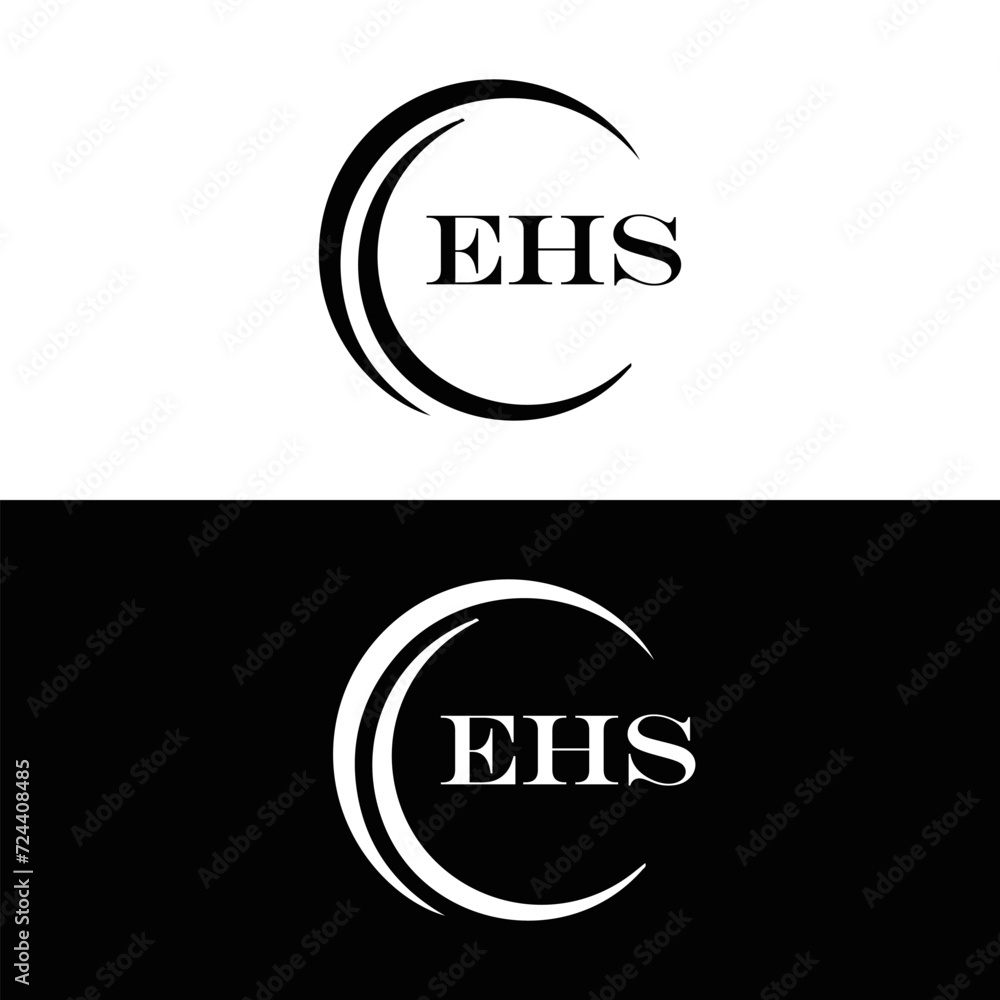 Fototapeta premium EHS logo. E H S design. WhitE H SHS letter. EHS, E H S letter logo SET design. Initial letter EHS linked circle uppercase monogram logo. E H S letter logo SET vector design. EHS letter logo design 