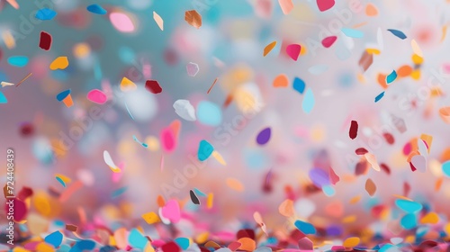 Soft Pastel Confetti Floating Gently in a Dreamy Celebration Background