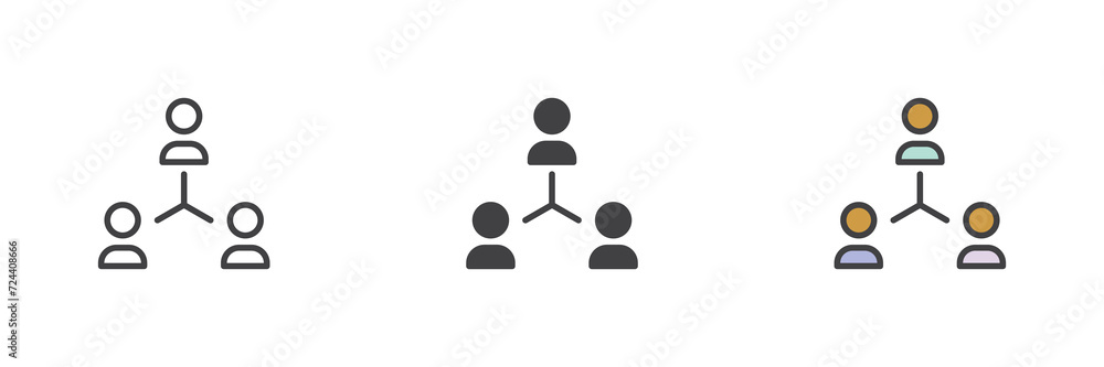 People hierarchy different style icon set People hierarchy different style icon set