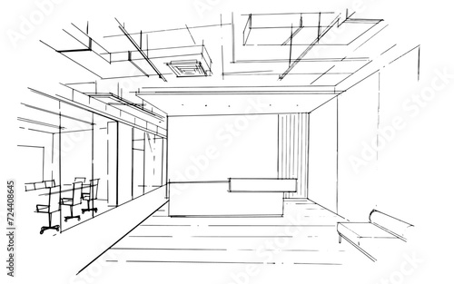 drawing exterior and interior architectural lines. , graphic assembly in architecture and interior design work. ,sketch ideas for interior or exterior designs.