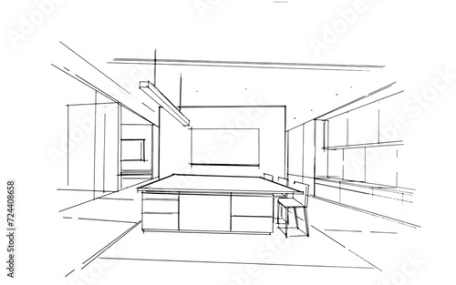 Drawing exterior and interior architectural lines. , Graphic assembly in architecture and interior design work. ,Sketch ideas for interior or exterior designs.
